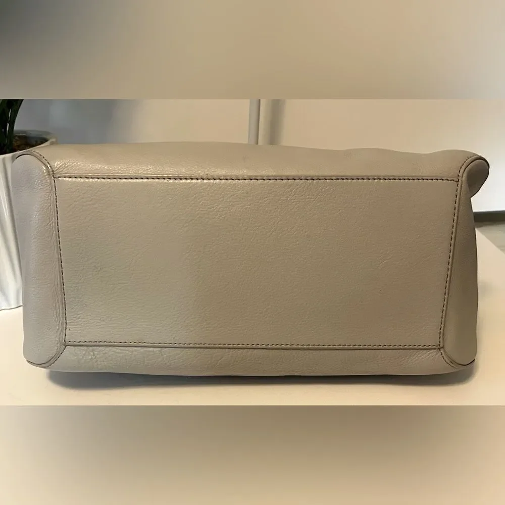 Kate Spade Gray Pebbled Leather Hobo Shoulder Bag Turnlock Purse